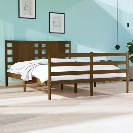 Maison Exclusive Estructura cama madera maciza king size marrón miel  150x200 cm