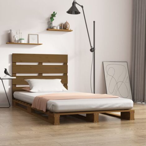 Estructura De Cama Madera Pino Marrón Miel Rey Ru 150x200 Cm con