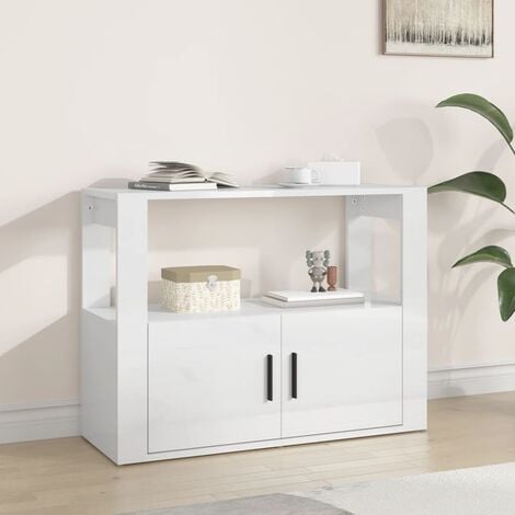Armario de cocina,Aparador,Aparador Mueble de madera contrachapada blanco  brillante 80x30x60 cm -ME87363