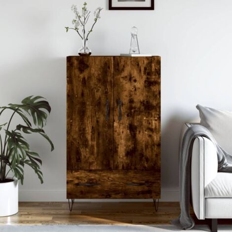  Armario de madera de pino con puertas elevadas y dos cajones  (Natural) : Hogar y Cocina
