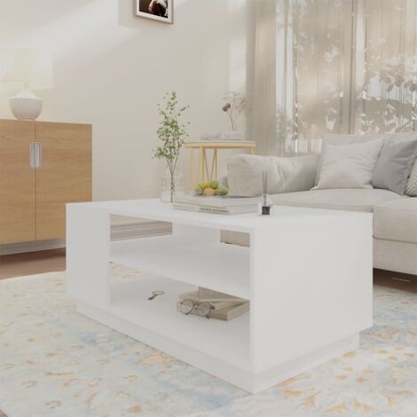 Mesa centro,Mesa de café,Mesa Auxiliar de aglomerado blanco 102x55x43 cm ME89026