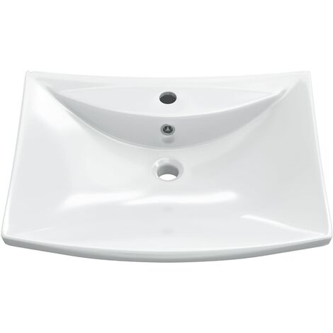 Fregadero de pared de mármol Lavabo pequeño Lavabo de baño rectangular  Lavabo de cerámica (fregadero derecho (con grifo y drenaje))