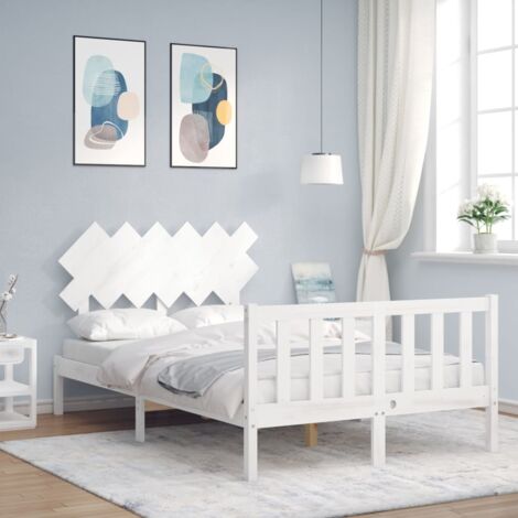 Cama Montessori de madera para niños pequeños, tamaño individual, con  cabecero y estribo para niños, niñas, adolescentes, color blanco