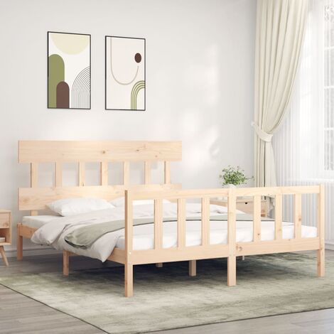 vidaXL Estructura de cama de madera maciza de roble 160x200 cm