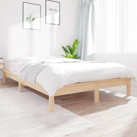 Cama de matrimonio，Estructura de cama，Cama para adulto，Marco de Camade  madera maciza de pino