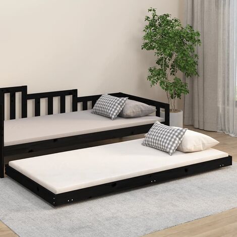 Maison Exclusive Estructura de cama para niños madera de pino negro 70x140  cm