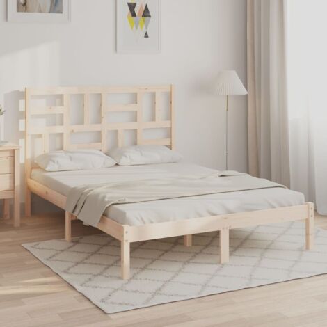 Cama de matrimonio，Estructura de cama，Cama para adulto，Marco de Camade  madera maciza de pino