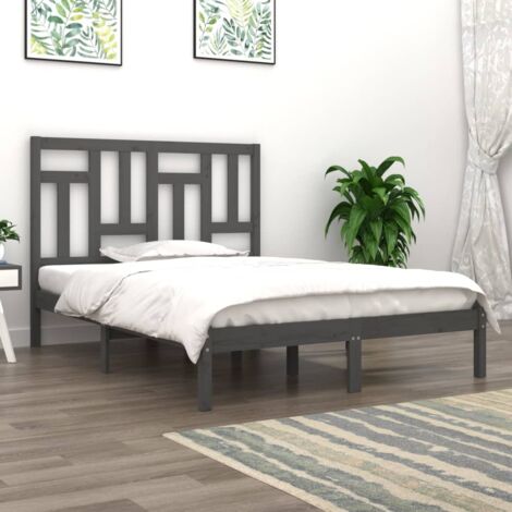 Cama de matrimonio，Estructura de cama，Cama para adulto，Marco de Camamadera  maciza gris super king