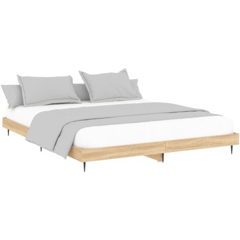 Cama de matrimonio，Estructura de cama，Cama para adulto，Marco de Cama madera  contrachapada roble Sonoma