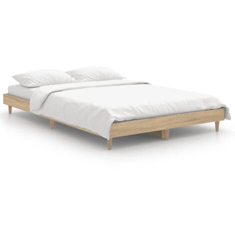 Cama de matrimonio，Estructura de cama，Cama para adulto，Marco de Cama madera  contrachapada roble Sonoma