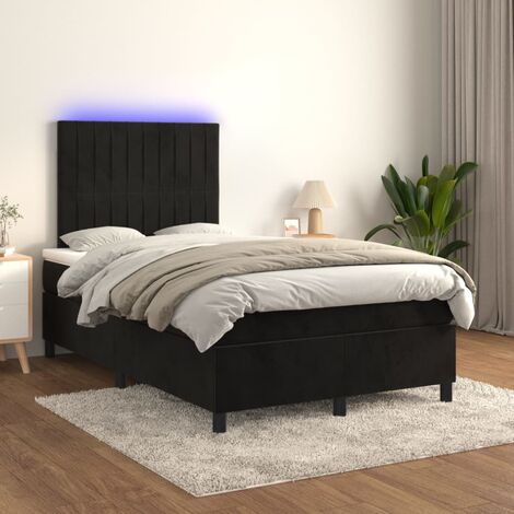 Canapé de terciopelo 140x200 cm con LED a los pies de la cama y somier de  láminas - Beige