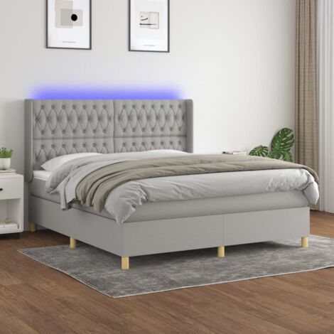 Cama de matrimonio，Estructura de cama，Cama para adulto，Marco de Cama gris  claro tela 180x200