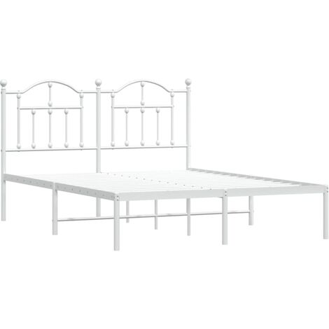 Maison Exclusive Estructura cama metal con cabecero y estribo blanco  135x190 cm