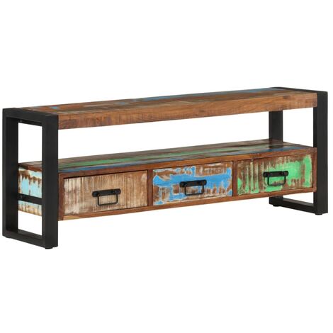 Mesa TV Salon,Mueble de TV madera maciza reciclada 110x30x40 cm -CD40141