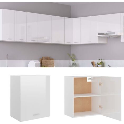 Armario colgante pared,Mueble de pared de cocina aglomerado blanco brillo  50x31x60 cm vidaXL