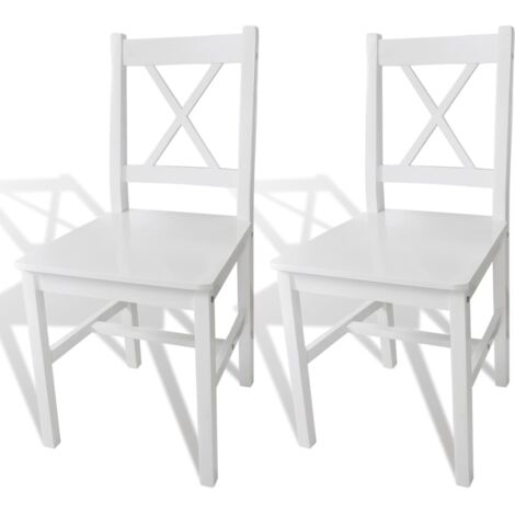  Sillas de comedor, 2 piezas de madera de pino blanco, sillas de  comedor, cocina, patio, comedor, dormitorio, sala de estar : Hogar y Cocina