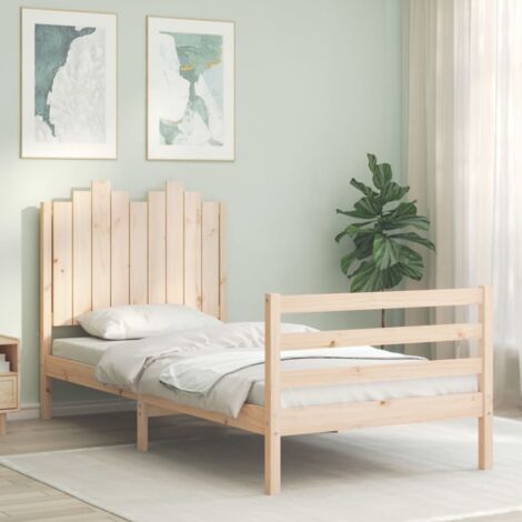 vidaXL Estructura cama individual madera maciza marrón miel 90x190