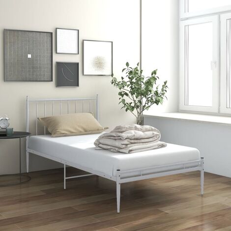 Estructura de cama de metal,Cama industrial blanco 90x200 cm vidaXL