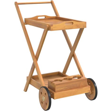 Camarera - carrito botellero clásico de madera con ruedas.