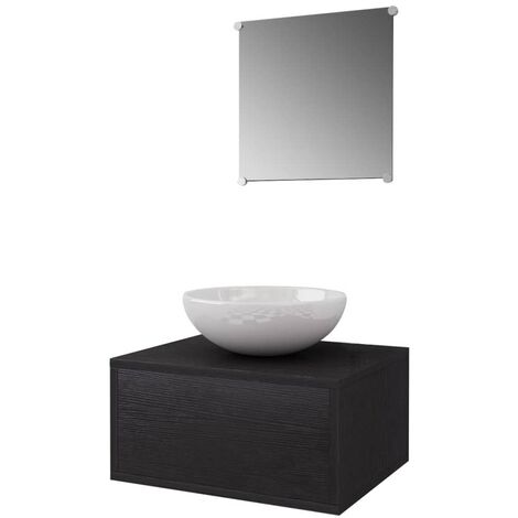 Conjunto de muebles de baño con lavabo y grifo 4 piezas negro vidaXL630171