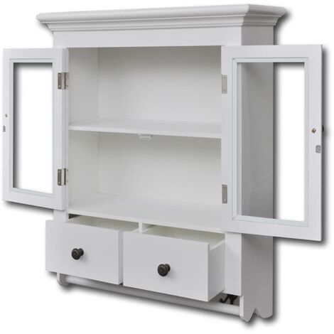 Armario de cocina de pared de madera y puerta de vidrio blanco vidaXL157302