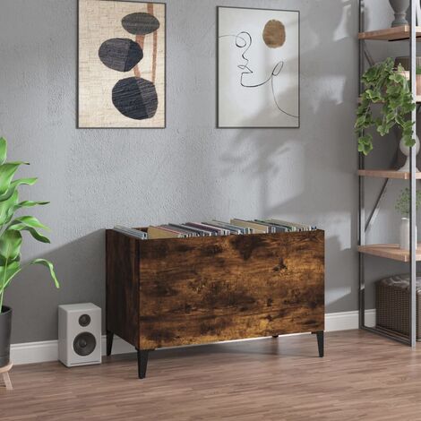 Maison Exclusive Mueble discos madera contrachapada blanco brillo  84,5x38x48 cm