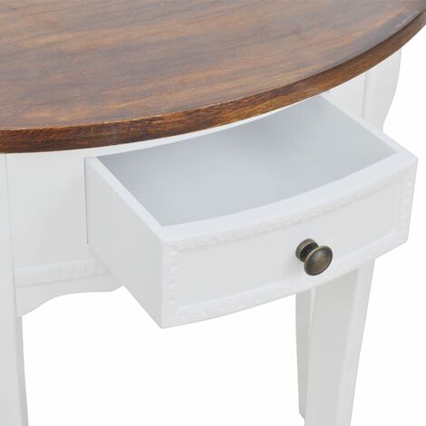 Mesa de madera con superficie blanca