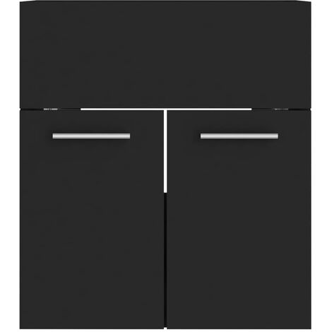 Armario para lavabo madera contrachapada negro 60x38.5x46 cm