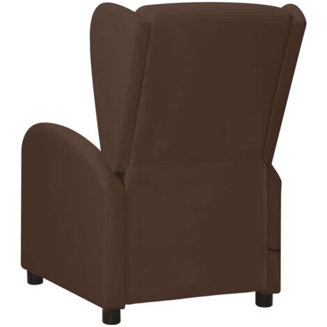 VidaXL Sillón orejero reclinable eléctrico de tela marrón oscuro