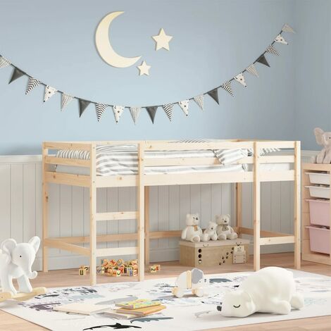 Cama alta individual con tobogán, cama tipo loft con tobogán y escaleras,  cama alta con cajones de almacenamiento, cama tipo loft de madera para  niños
