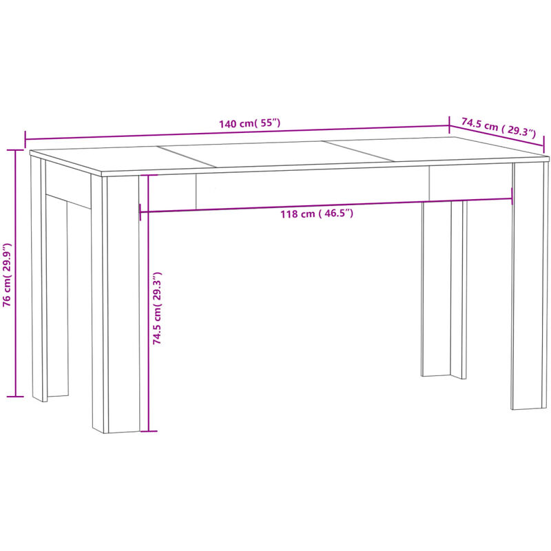 Tavoli da cucina elegante - Tavolo da Pranzo Rovere Marrone 140x74,5x76cm  Legno Multistrato HOME IT4093