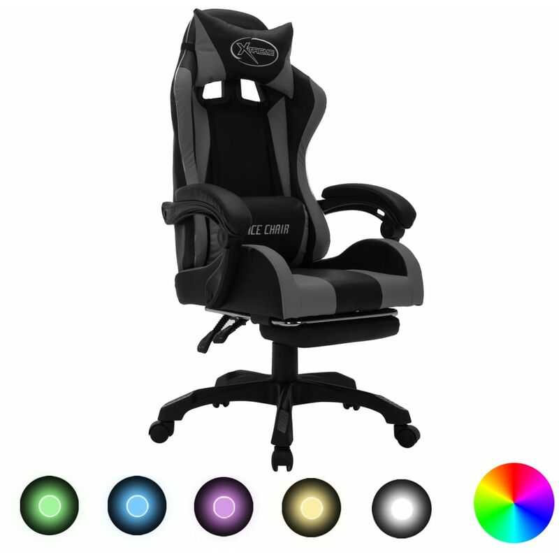 Unico Design Sedia da Gaming con Luci a LED RGB Bianca e Nera in