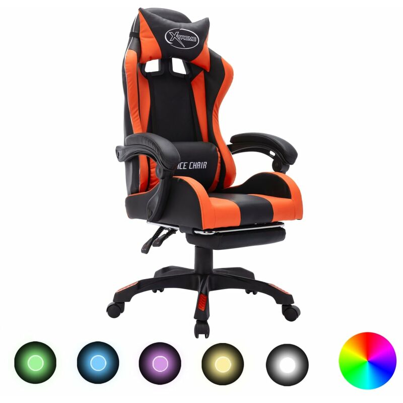 Unico Design Sedia da Gaming con Luci a LED RGB Arancione e Nera Similpelle  64x65x(111,5-119) cm Magnifico it - Multicolore75091