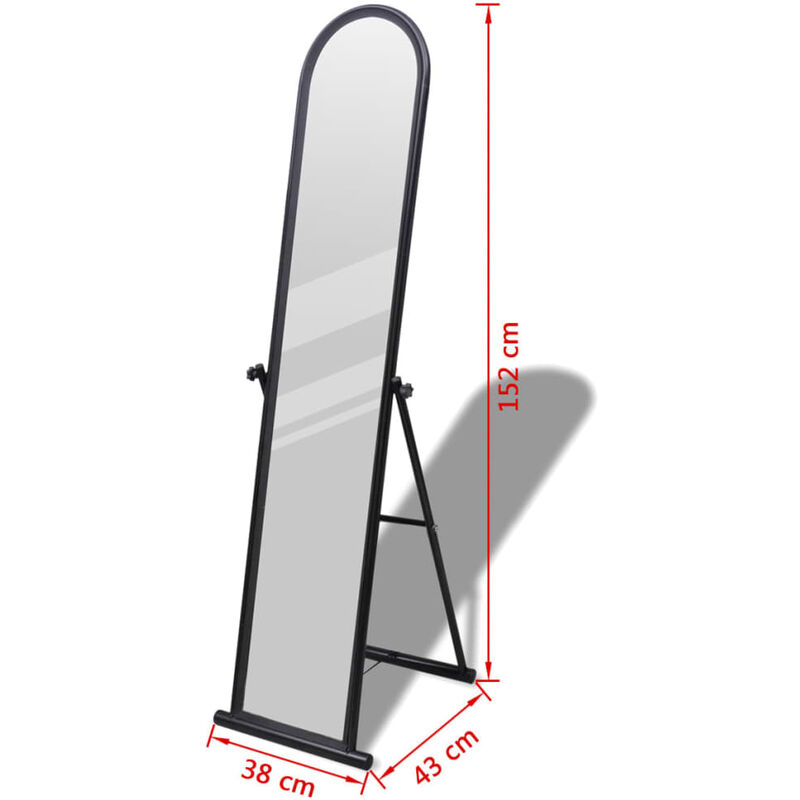 Specchio da Terra Perano a Figura Intera Inclinazione Regolabile - Nero