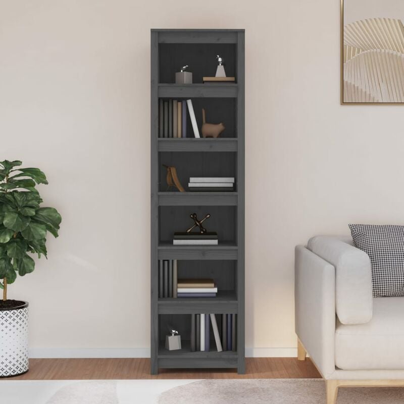 Unico Design Libreria Grigia 50x35x183 cm in Legno Massello di Pino  50x35x183 cm Magnifico it - Grigio82693