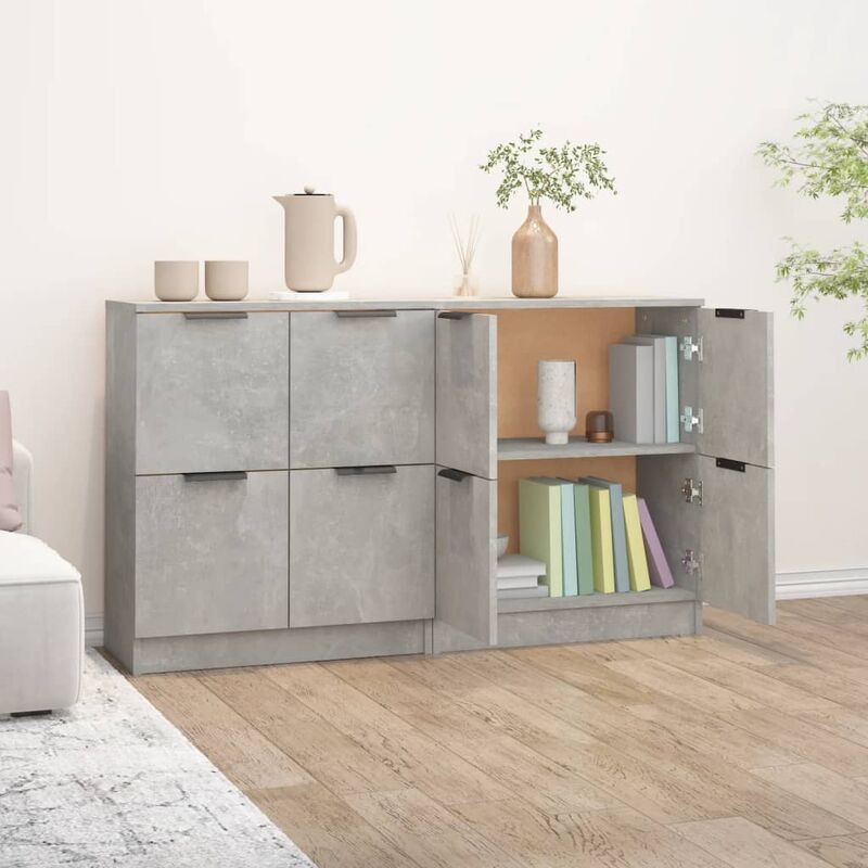 HOMCOM Credenza Moderna in Legno con 2 Armadietti e Ripiani, 100x34x87.2cm,  Grigio Chiaro