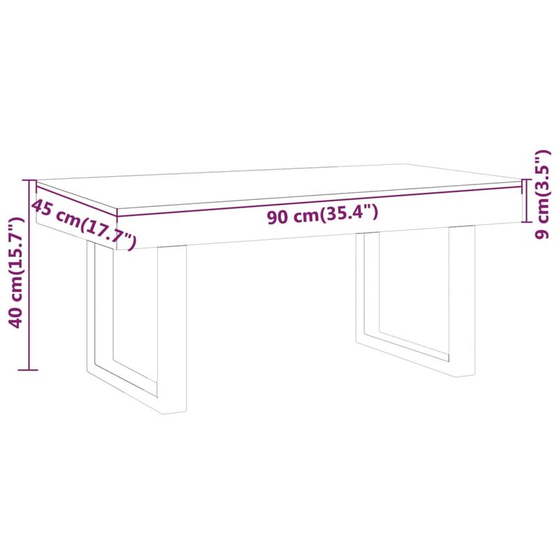 Unico Design Tavolino da Salotto Grigio e Nero 90x45x40 cm in MDF