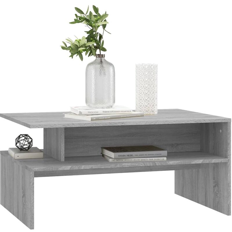 TALCUS Home Arredamento Tavolino Grigio Sonoma 80x45x45 cm Dimensioni Legno  e Ferro Ingegnerizzato