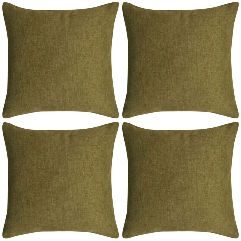 MINKUROW Fodera per cuscino 45X45 Fodere per cuscino con foglie verdi Lino  Set di 2 Federa
