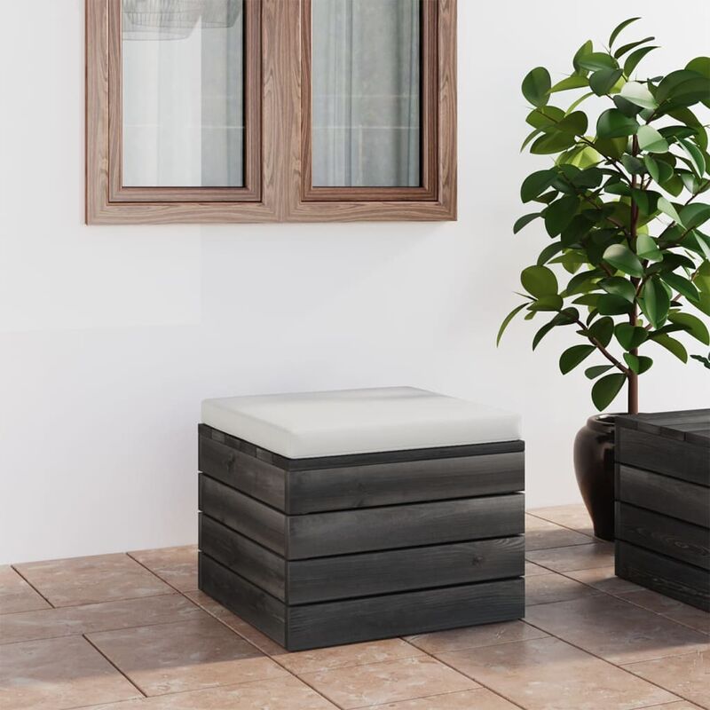 Unico Design Pouf da Giardino su Pallet con Cuscino in Legno di Pino  60x60x41,5 cm Magnifico it - crema76765