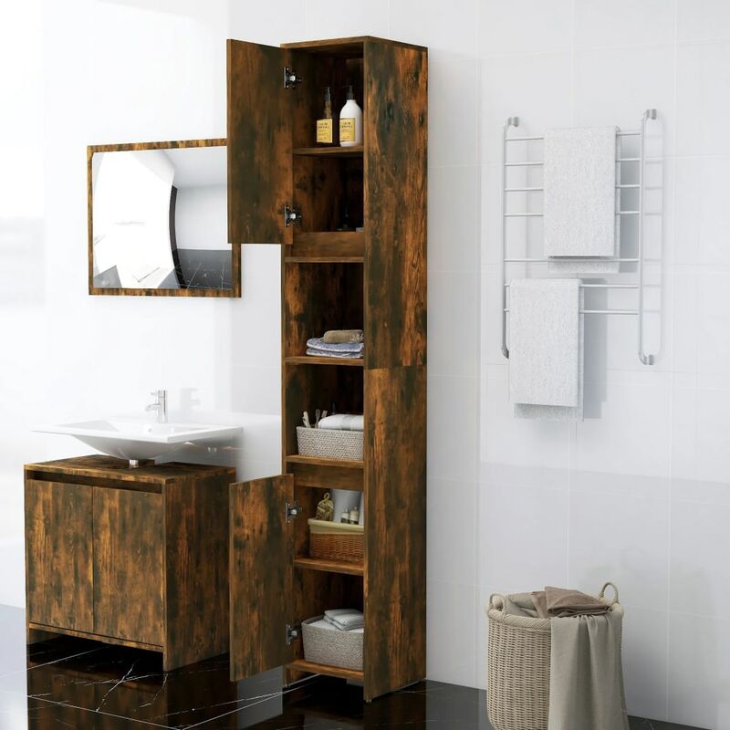 Nova Deco Mobile Sotto Lavabo Bagno a U con 2 Ante e Ripiano Interno  Regolabile 60x30x60cm