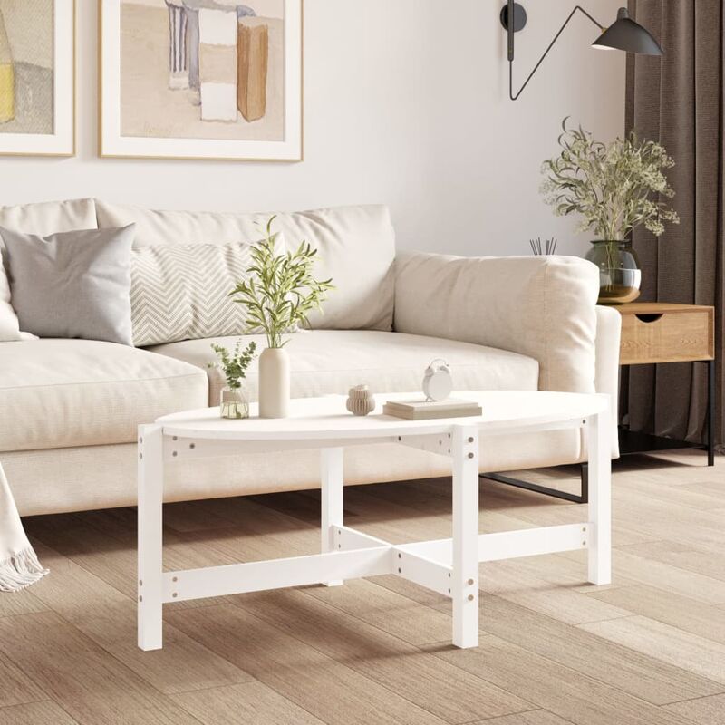 Unico Design Tavolino da Salotto Bianco 118x63x45 cm Legno Massello di Pino  118x63x45 cm Magnifico it - Bianco68881