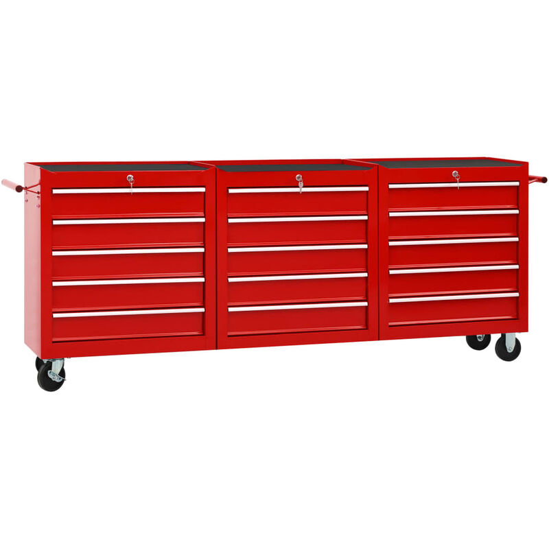 Unico Design Carrello Portautensili con 15 Cassetti in Acciaio Rosso  202x33x77,2 cm Magnifico it - Rosso54006