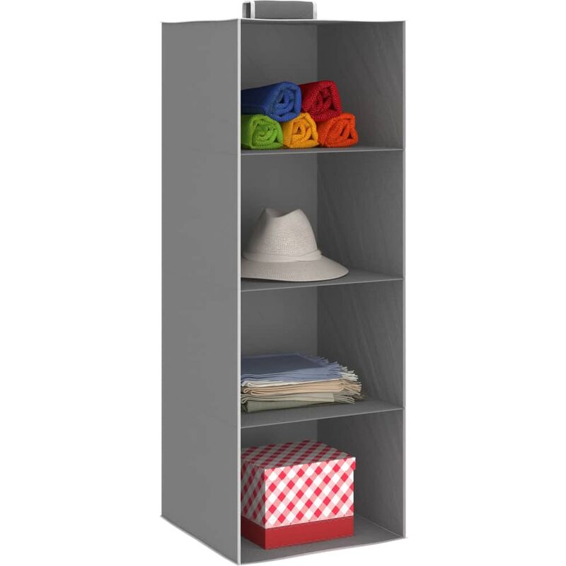 Unico Design Organizer per Armadio da Appendere con 4 Ripiani 2 pz Tessuto  30x30x84 cm Magnifico it - Grigio64583