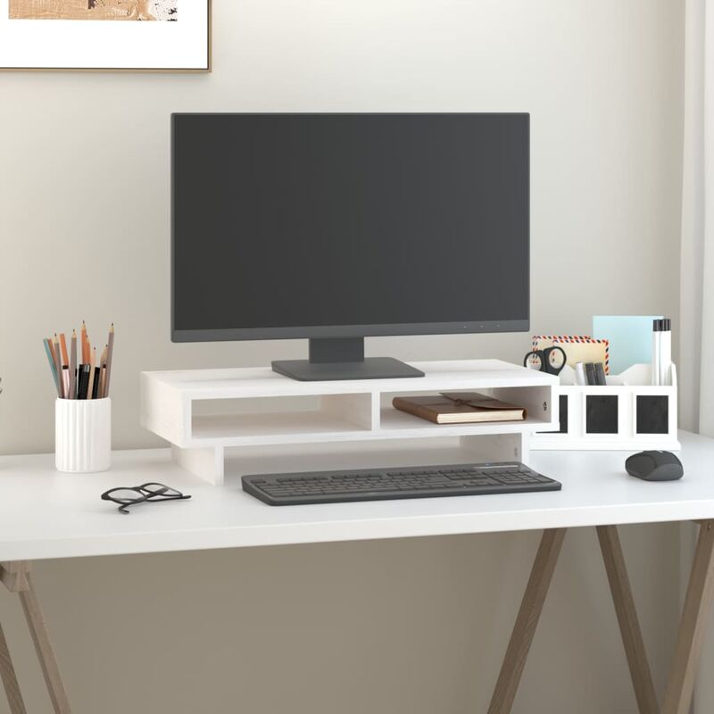 Unico Design Supporto per Monitor Bianco 60x27x14 cm Legno Massello di Pino  60x27x14 cm Magnifico it - Bianco63174