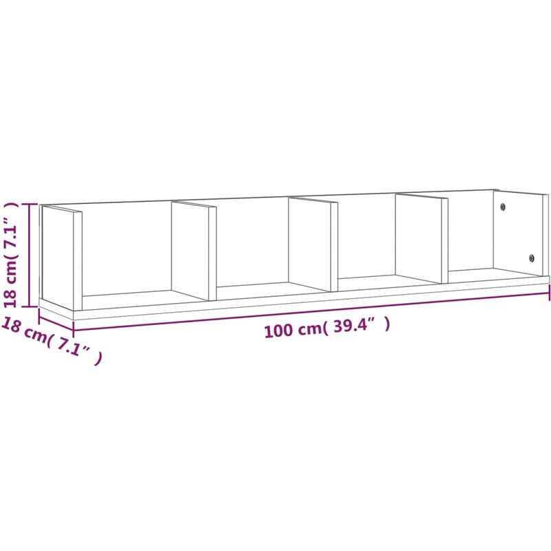 Mensola a Muro CD Rovere Marrone 100x18x18cm Legno Multistrato