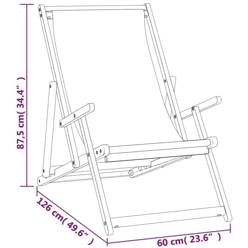 Unico Design Sdraio Pieghevole da Spiaggia in Legno Massello di Teak Rossa  60x126x87,5 cm Magnifico