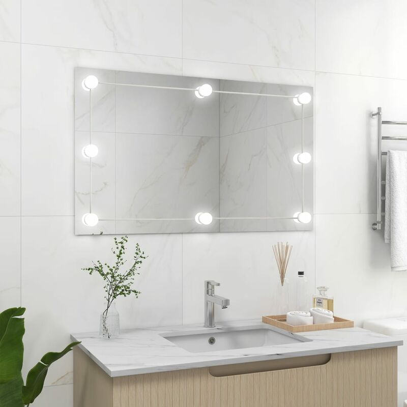 Unico Design Specchio parete Rettangolare Senza cornice con Luci Led Vetro 100x60 cm Magnifico IT - Argento81003 - Argento