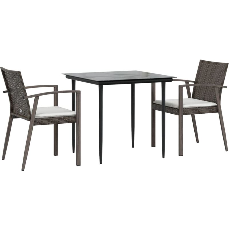 Unico Design Set Pranzo da Giardino 3pz con Cuscini in Polyrattan e Acciaio  56,5x57x83 cm Magnifico it - Marrone75954