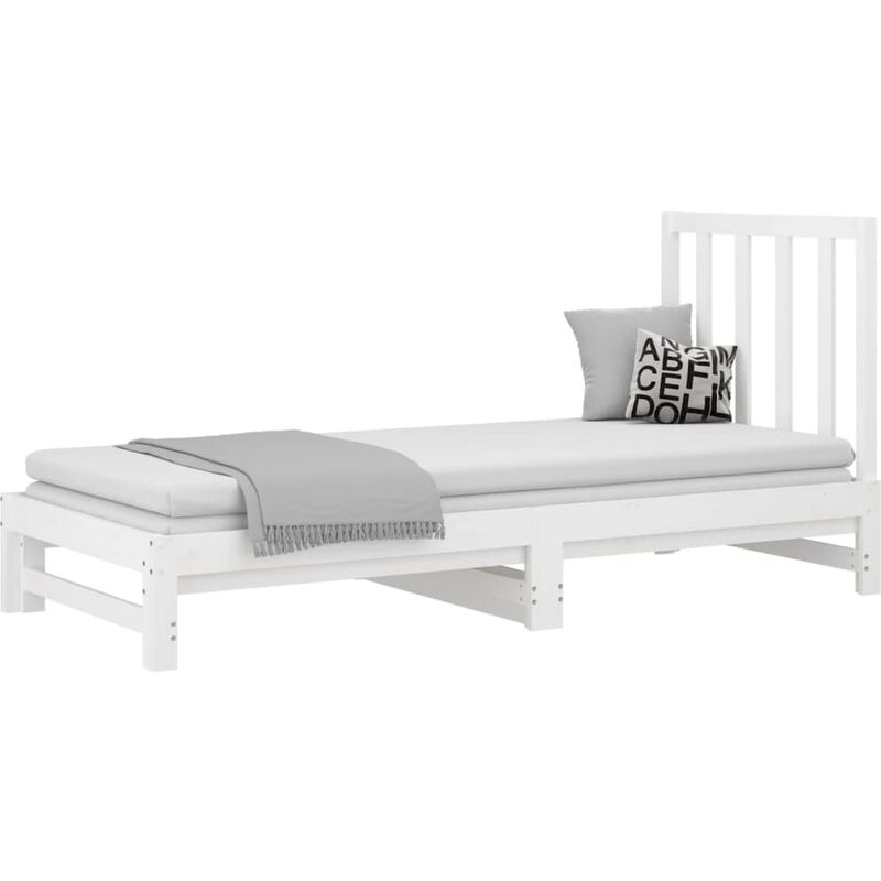 Unico Design Dormeuse Estraibile Bianca 2x(90x190) cm Legno Massello di  Pino 195,5x182x30 cm Magnifico it - Bianco33476